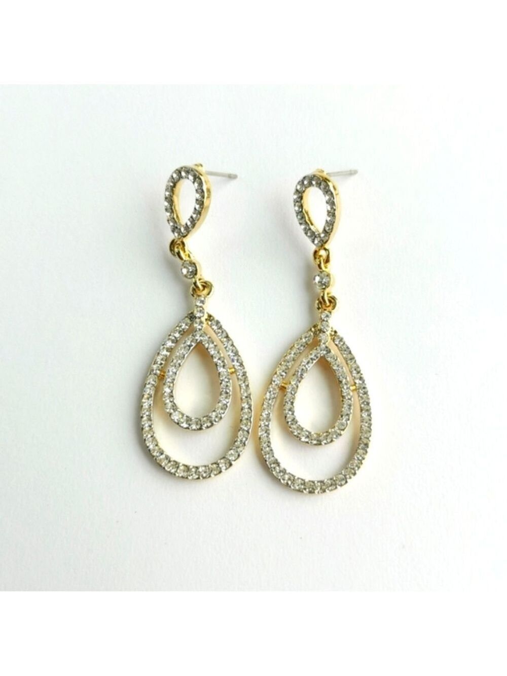 Crystal Teardrop earrings in gold tone 🆕